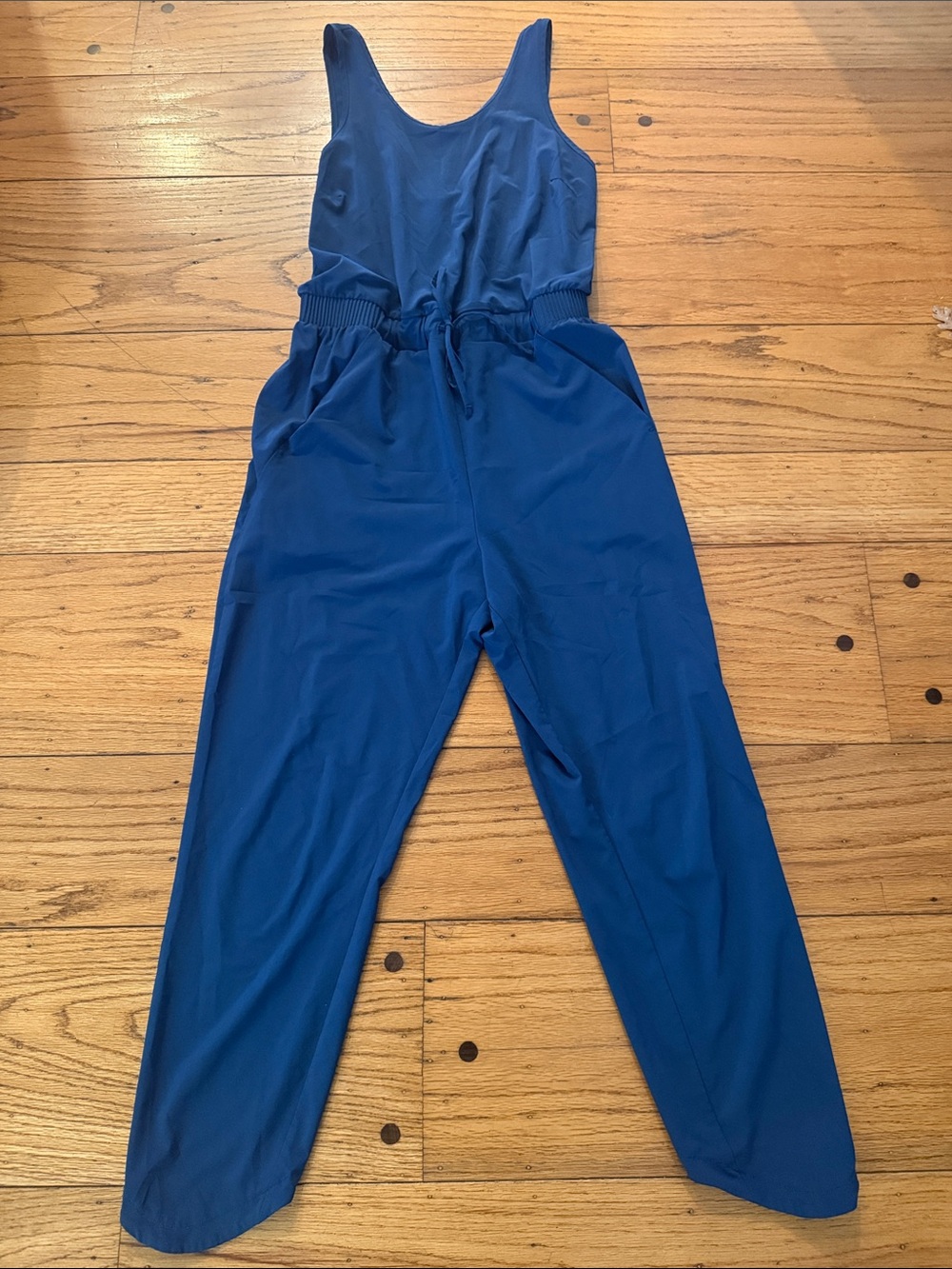 Women’s Navy Blue Sleeveless Jumpsuit with Drawstring Waist